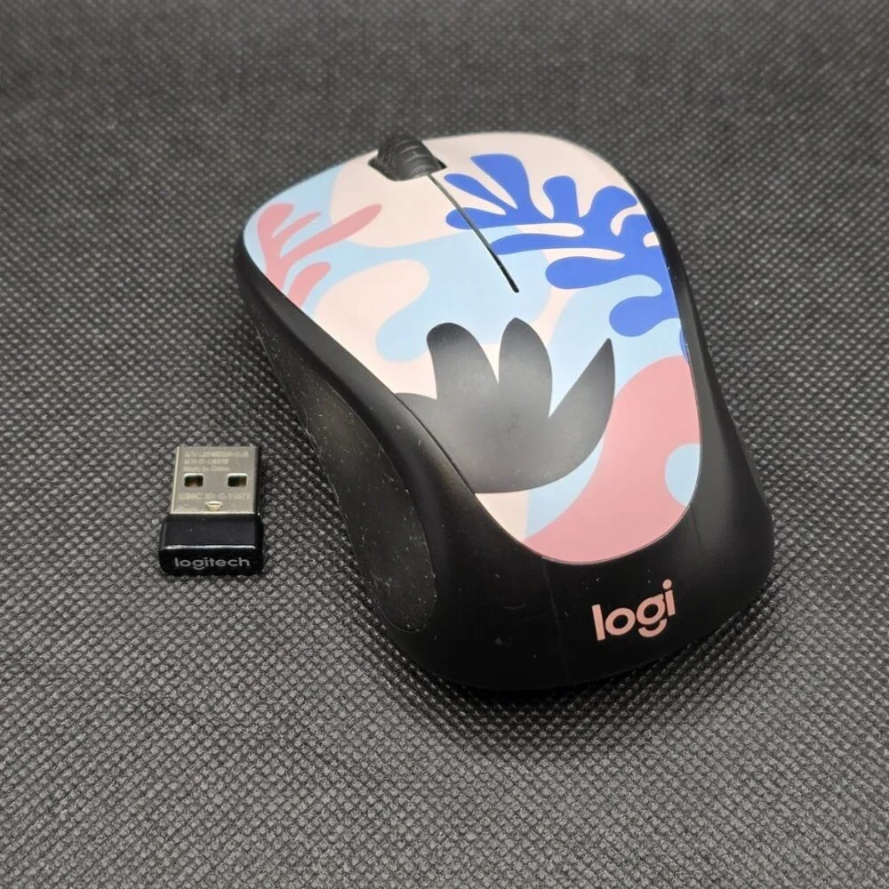 Logi M317C Wireless Mouse Pink Leaves with Dongle